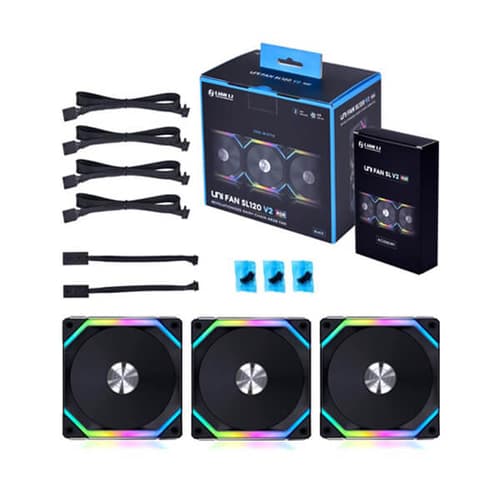 Lian Li UNI Fan SL120 V2 ARGB  Cabinet Fan with Controller - Black (Triple Pack)